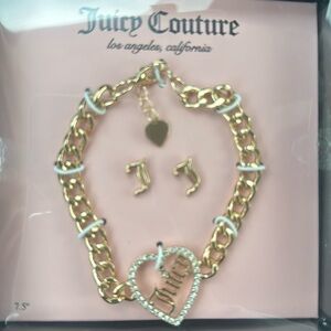 Juicy couture gold bracelet with earrings